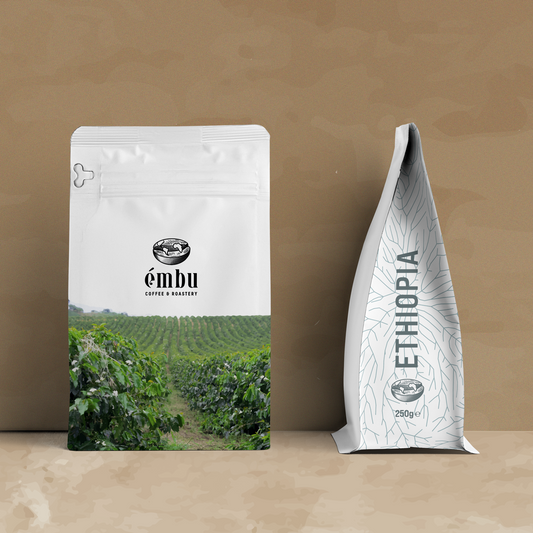 Pungă de cafea de specialitate ethiopia, boabe sau măcinată